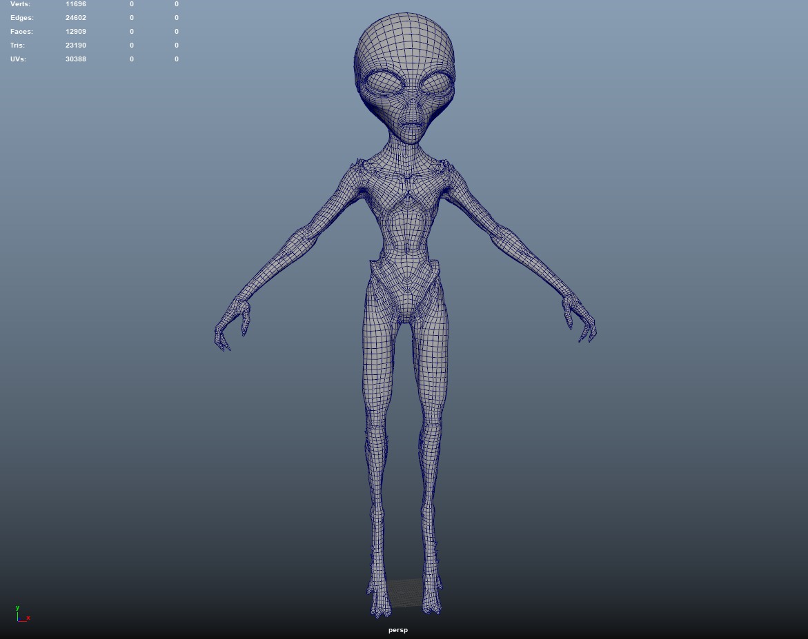 Realistic Alien Gray Low-poly 3D model Low-poly 3D model_14