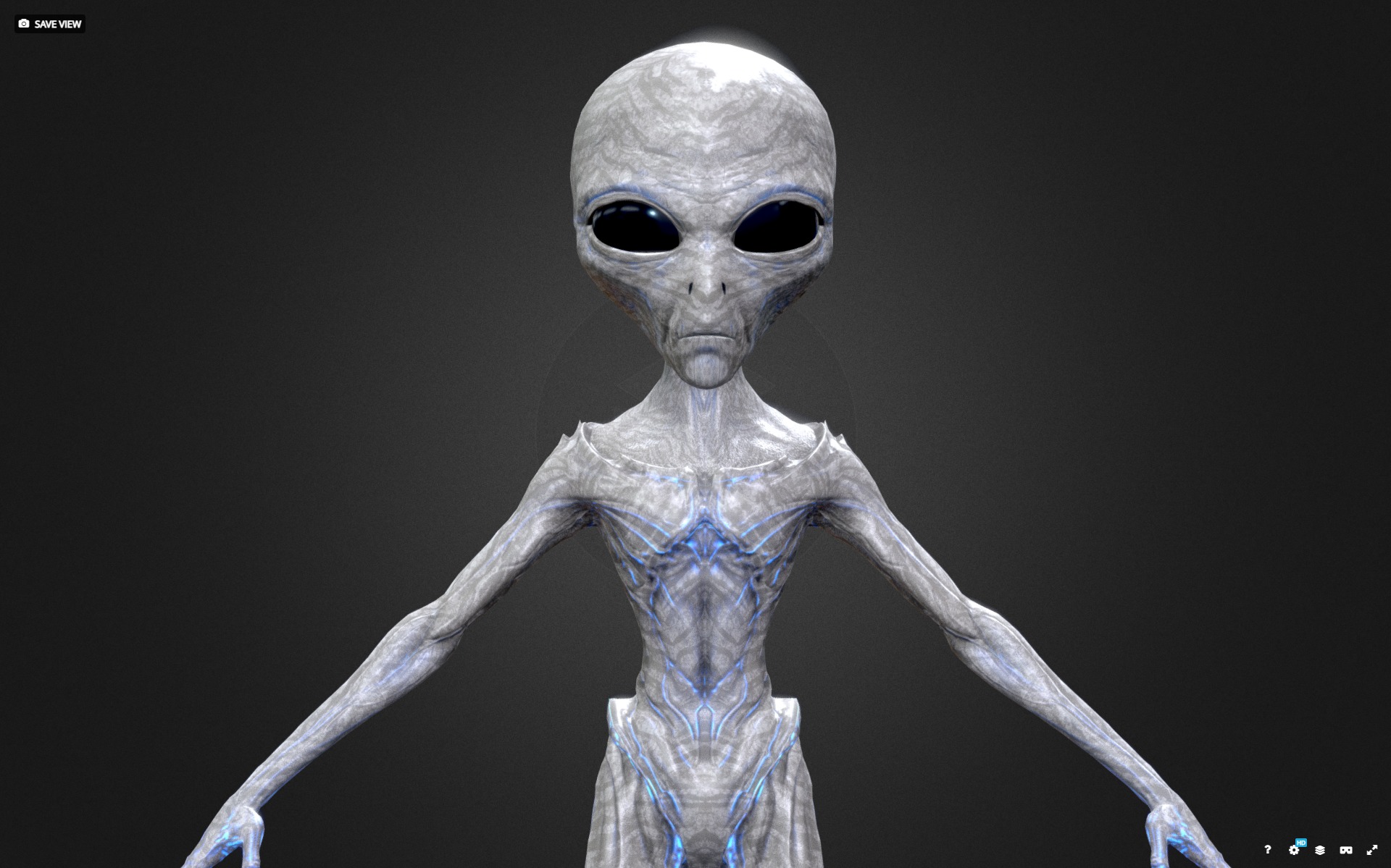 Realistic Alien Gray Low-poly 3D model Low-poly 3D model_11