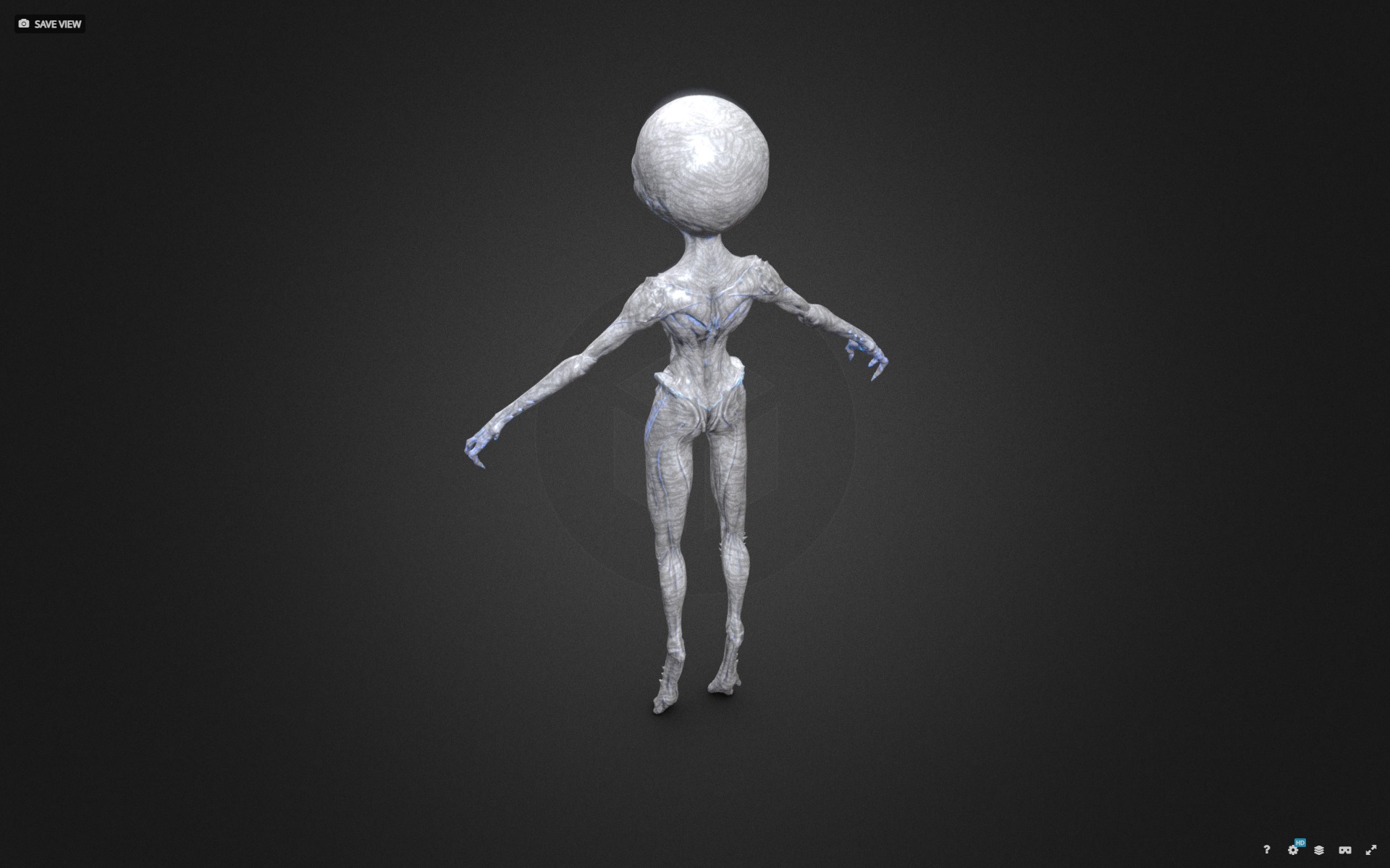 Realistic Alien Gray Low-poly 3D model Low-poly 3D model_8