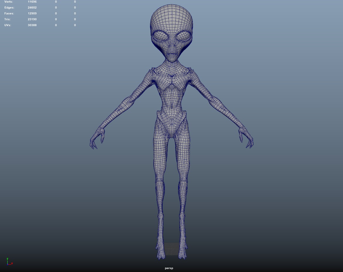 Realistic Alien Gray Low-poly 3D model Low-poly 3D model_19
