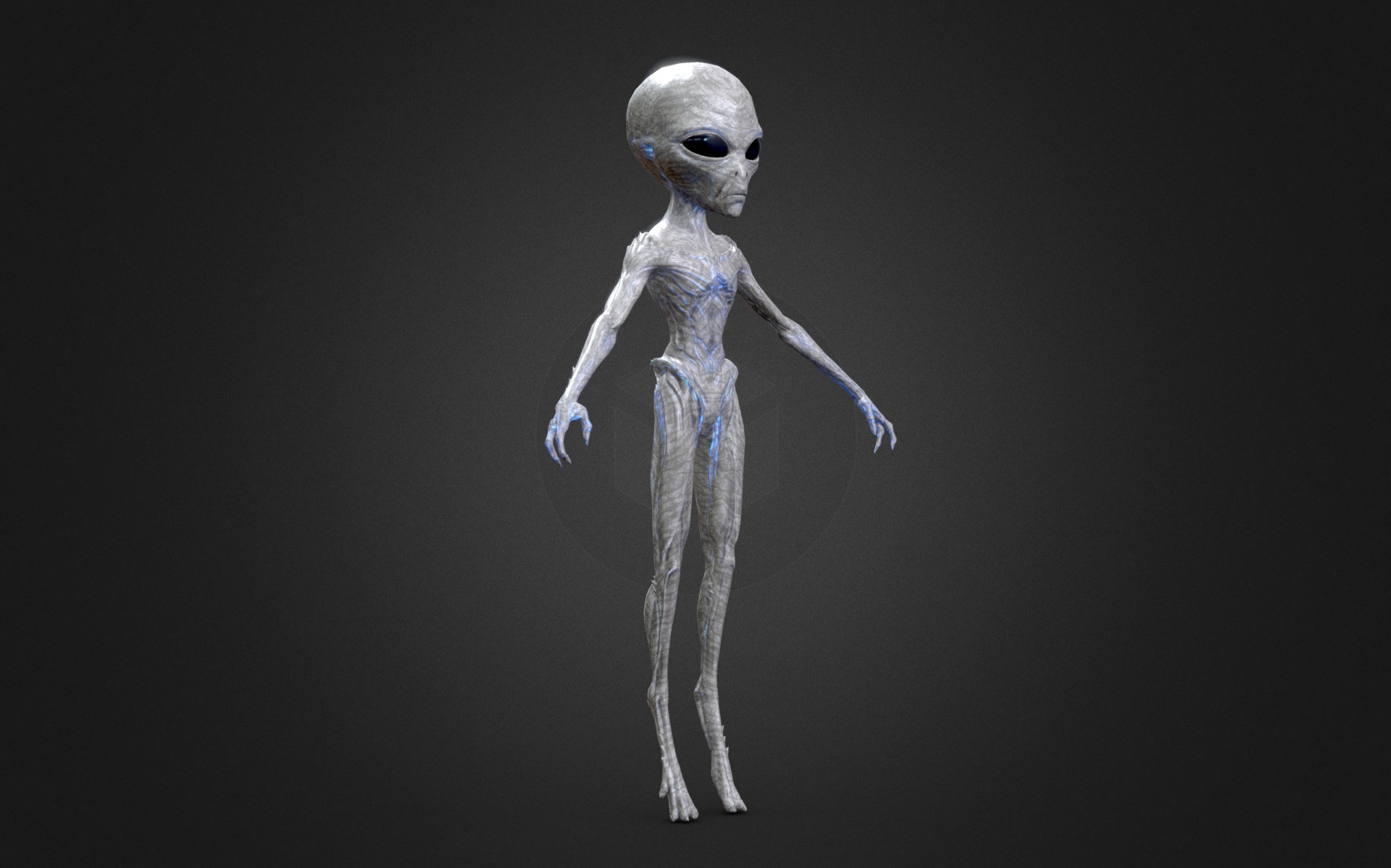 Realistic Alien Gray Low-poly 3D model Low-poly 3D model_2