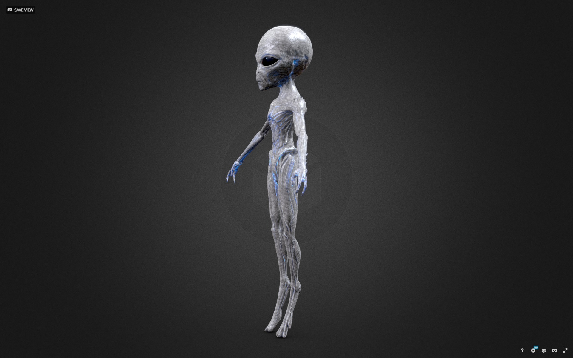 Realistic Alien Gray Low-poly 3D model Low-poly 3D model_5