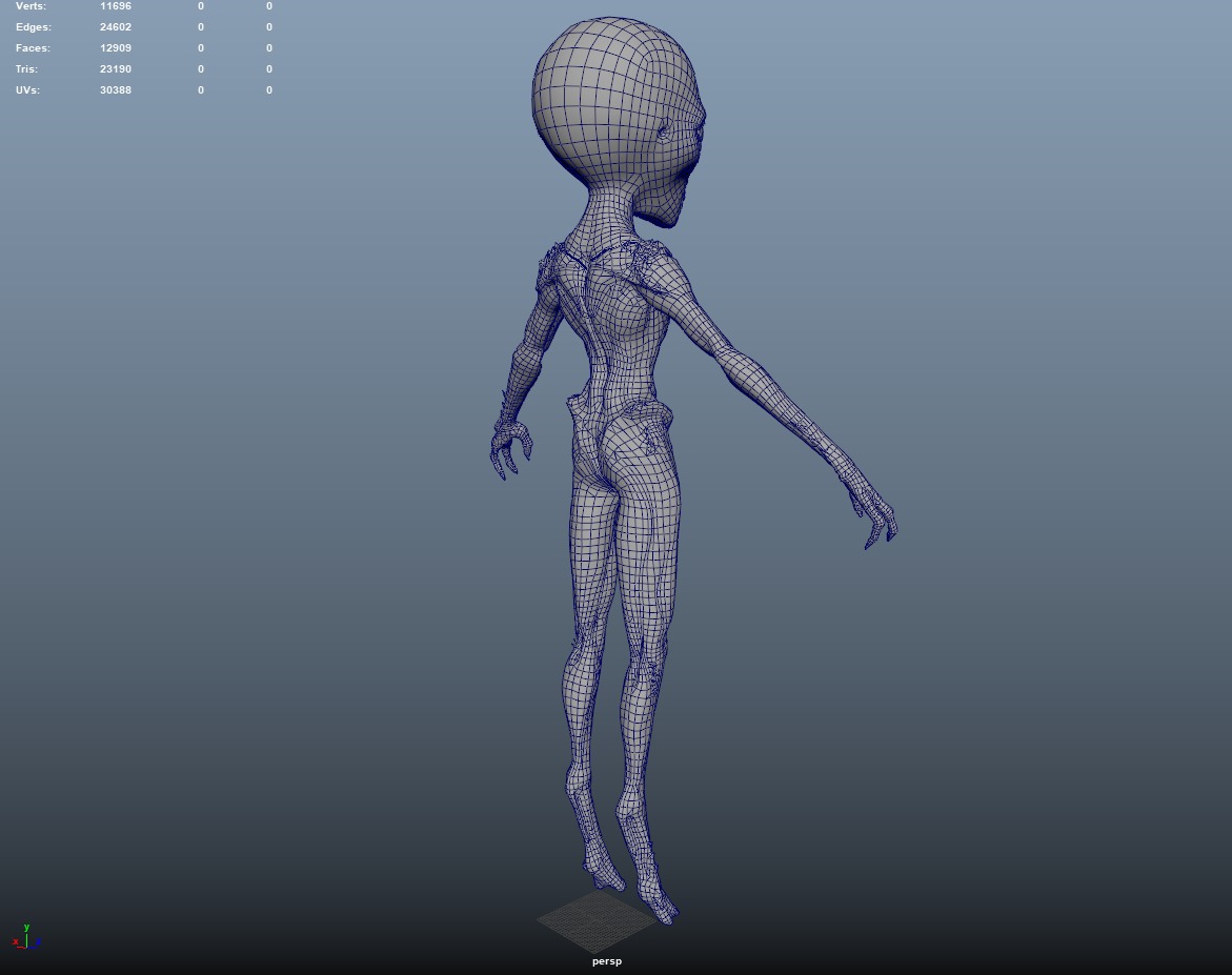 Realistic Alien Gray Low-poly 3D model Low-poly 3D model_16