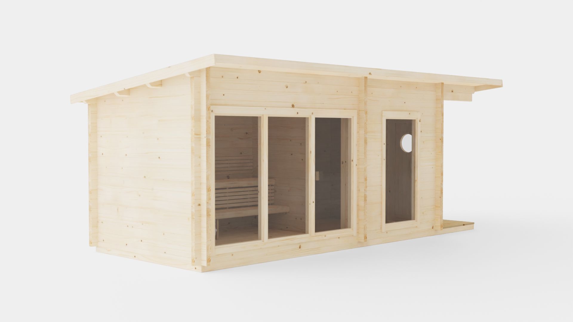 Sauna Wood Low-poly 3D model_1