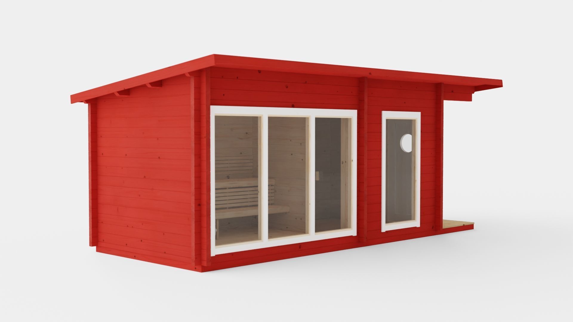 Sauna RedWhite Low-poly 3D model_1