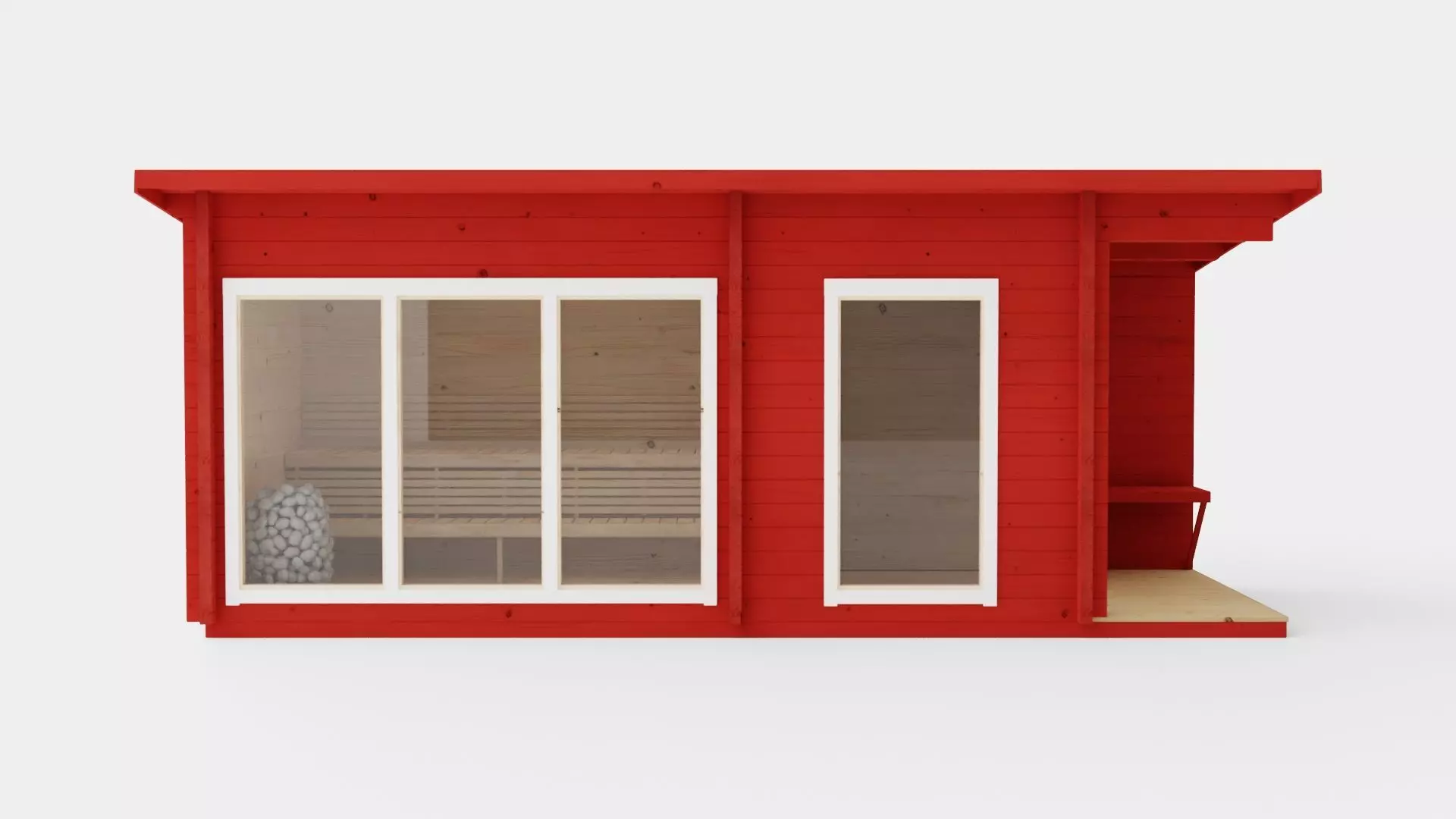 Sauna RedWhite Low-poly 3D model_0