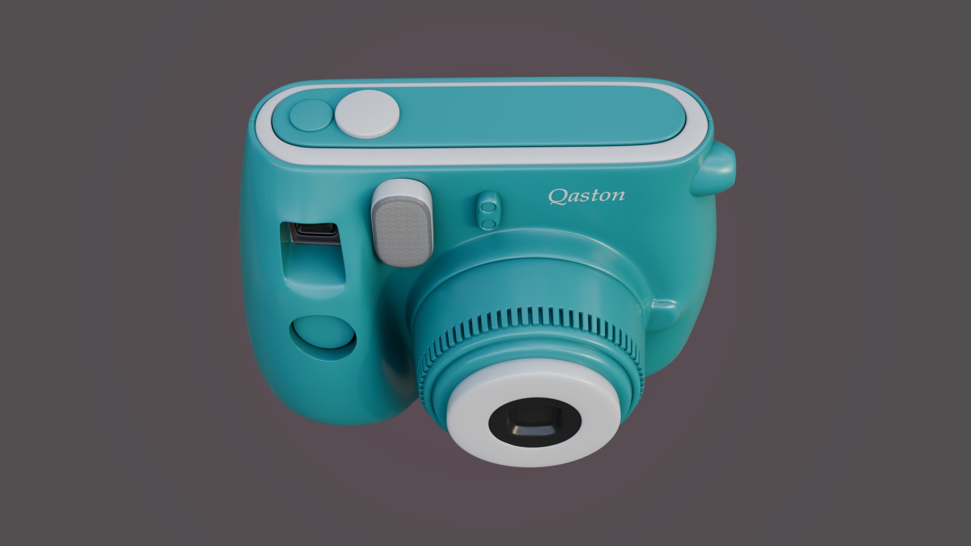 Blue Instant Camera 3D model_8