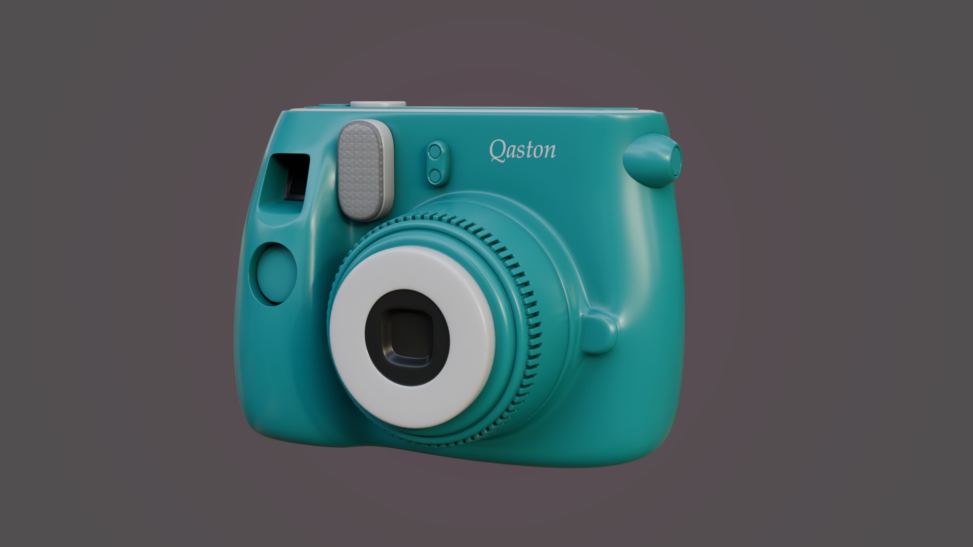 Blue Instant Camera 3D model_1