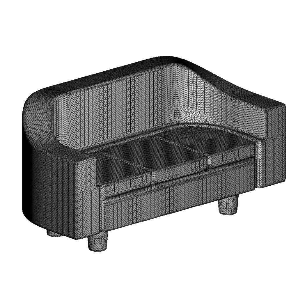 Sofa Fabric Three Seater 3D print model_3