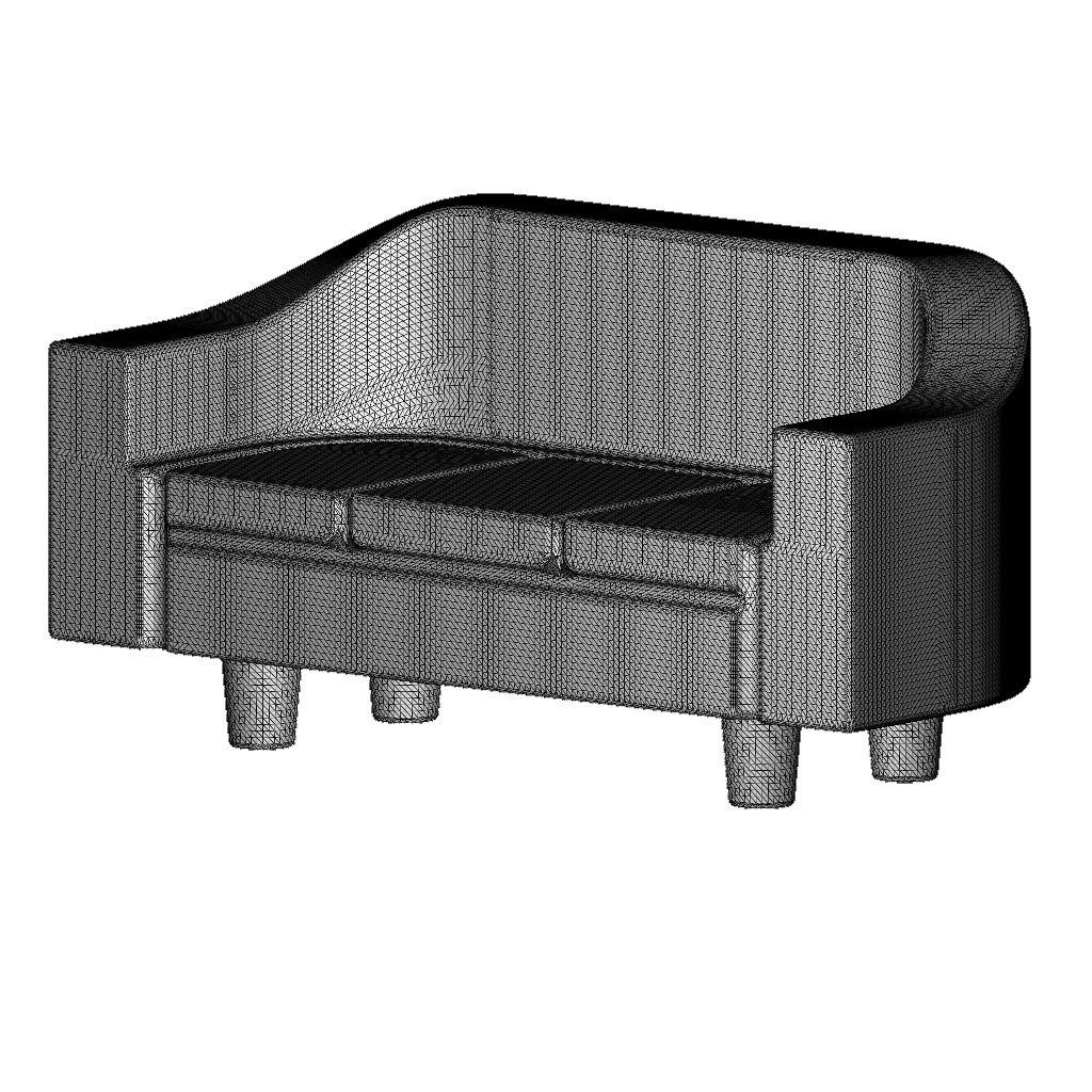 Sofa Fabric Three Seater 3D print model_4