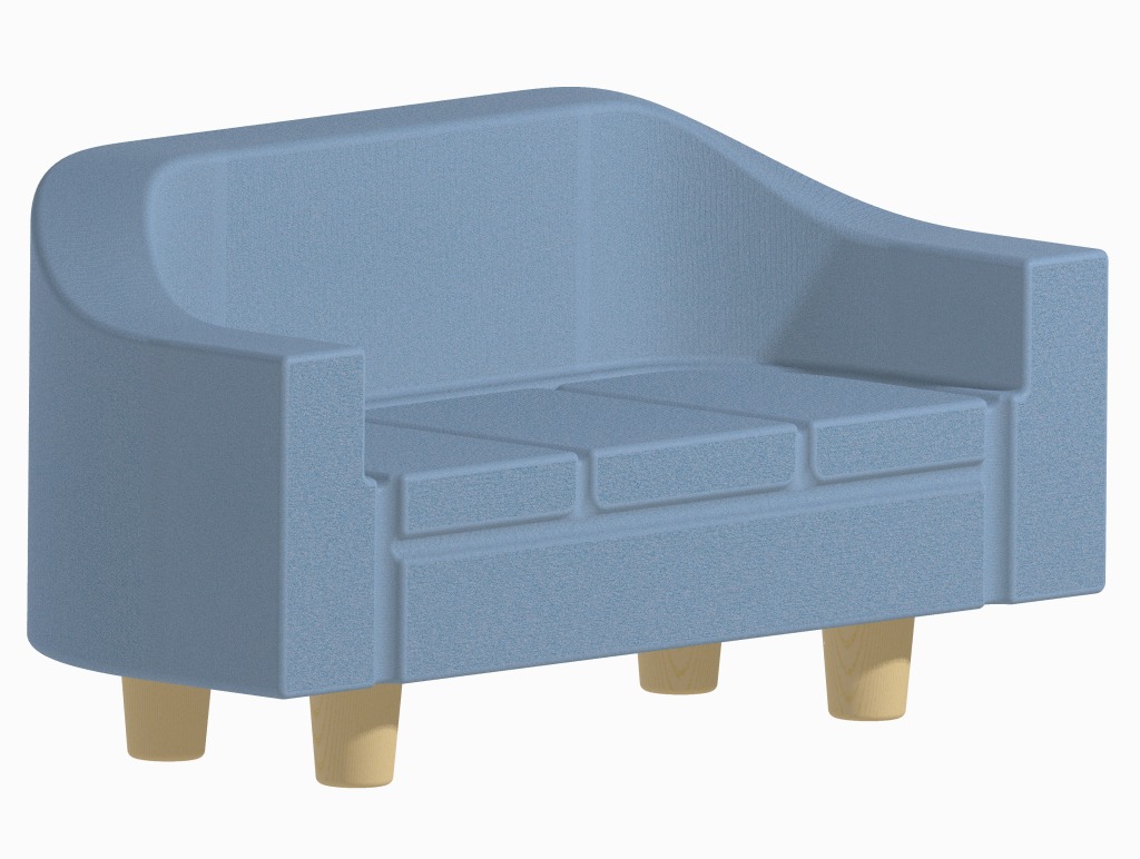 Sofa Fabric Three Seater 3D print model_1
