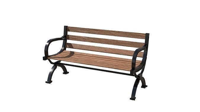 Wooden Bench 3D Model Low-poly 3D model