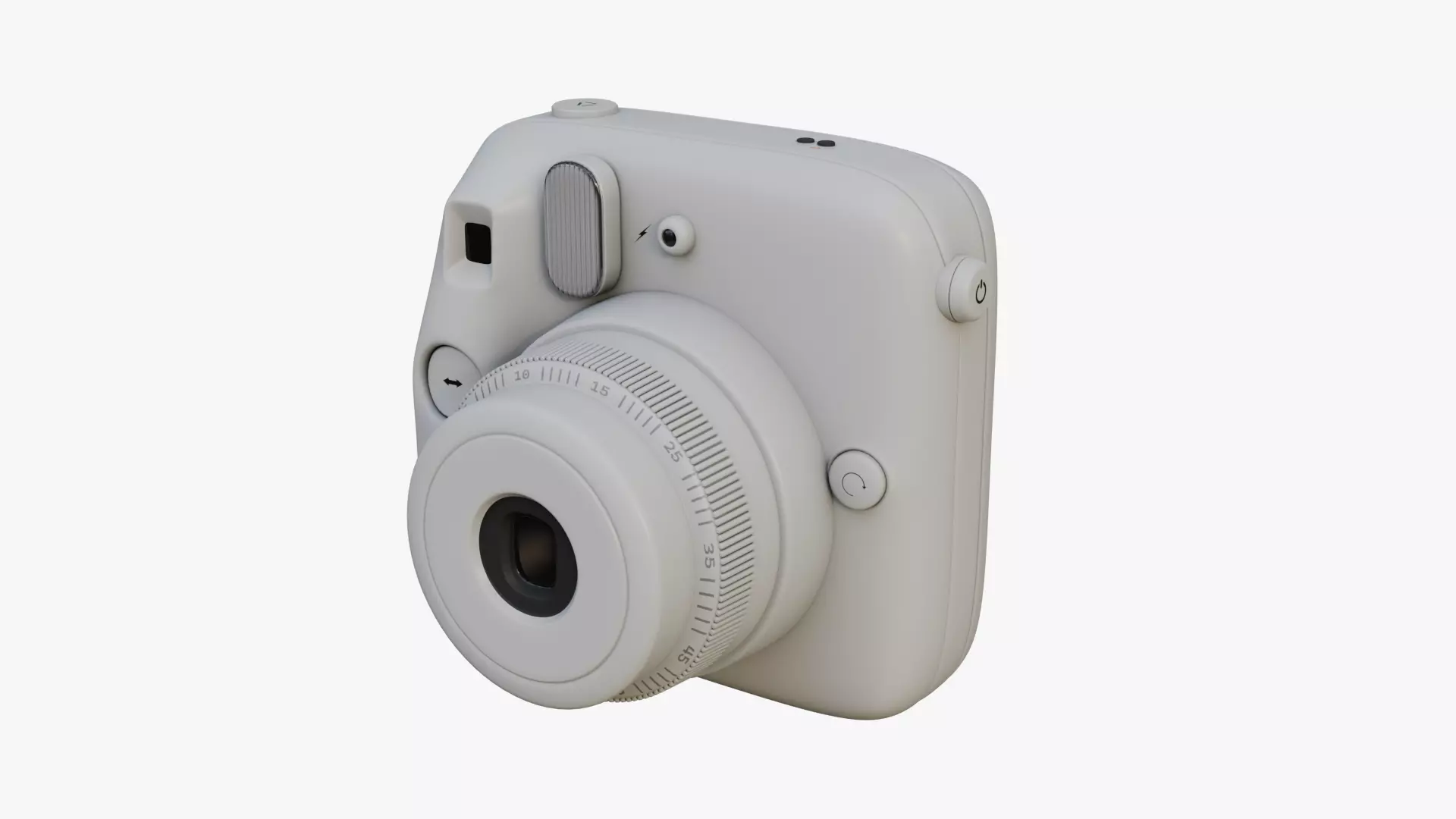 Matte White Instant Camera 3D model_0