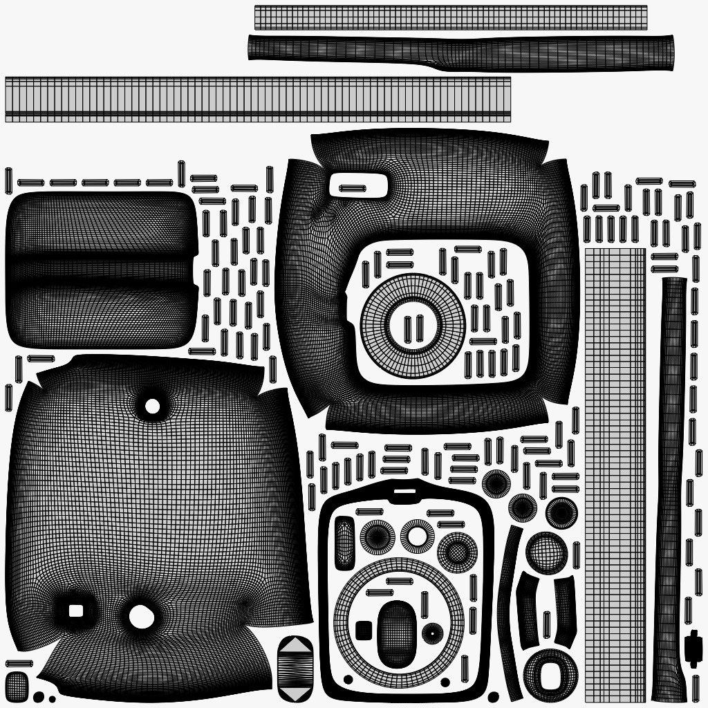 Matte White Instant Camera 3D model_12