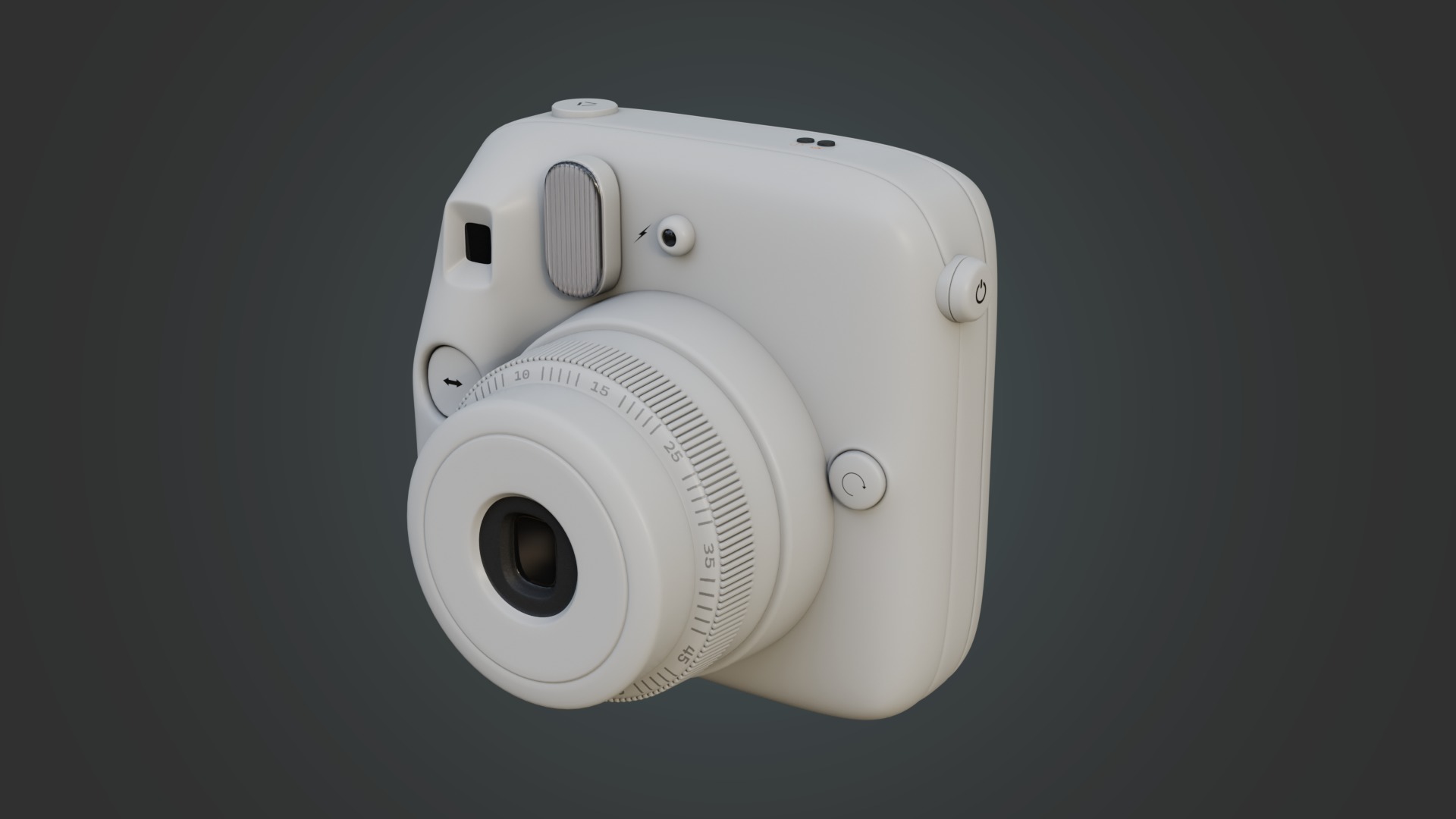 Matte White Instant Camera 3D model_1