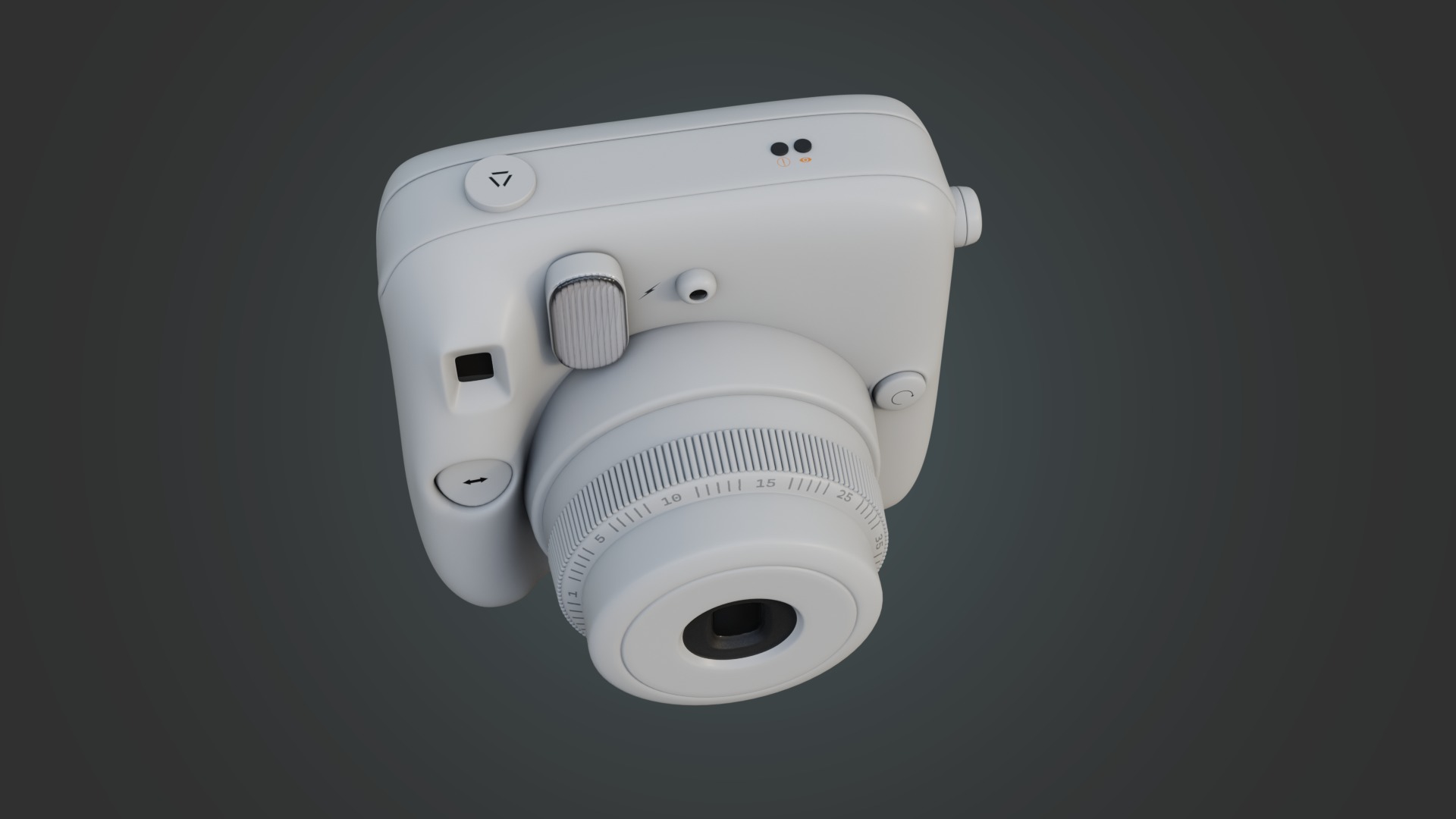 Matte White Instant Camera 3D model_9