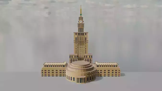 Palace of Culture and Science Low-poly 3D model