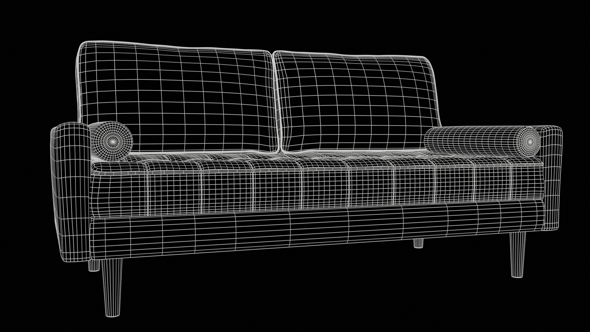 velvet sofa Low-poly 3D model_4
