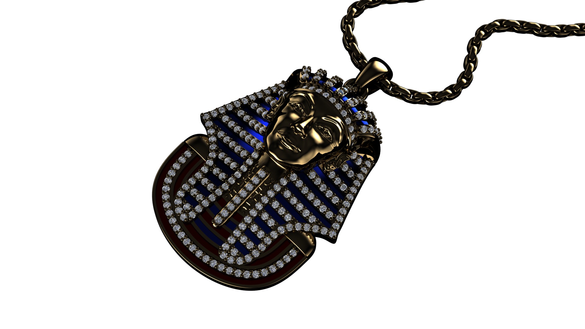 Tutankhamun Pharaoh Pendant With Enamel STL 3DM 3D print model_9