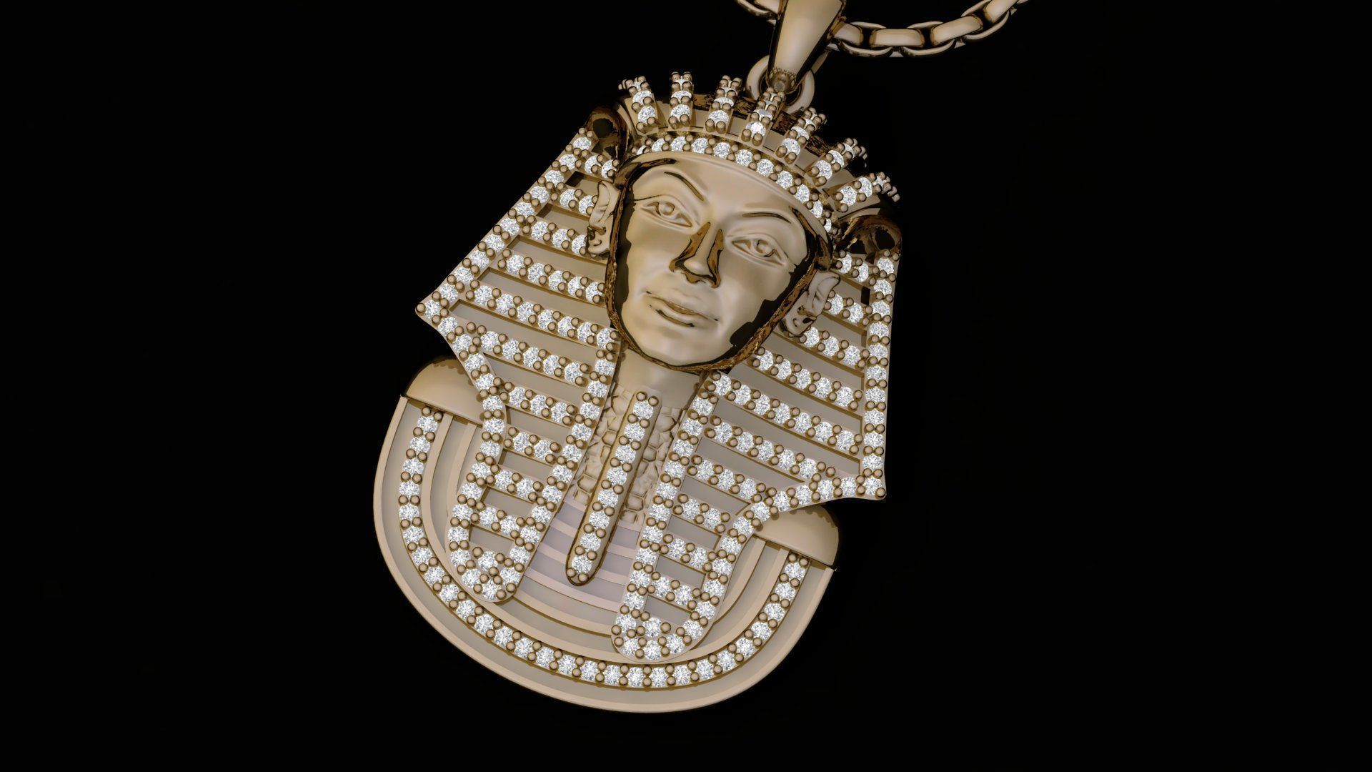 Tutankhamun Pharaoh Pendant With Enamel STL 3DM 3D print model_12