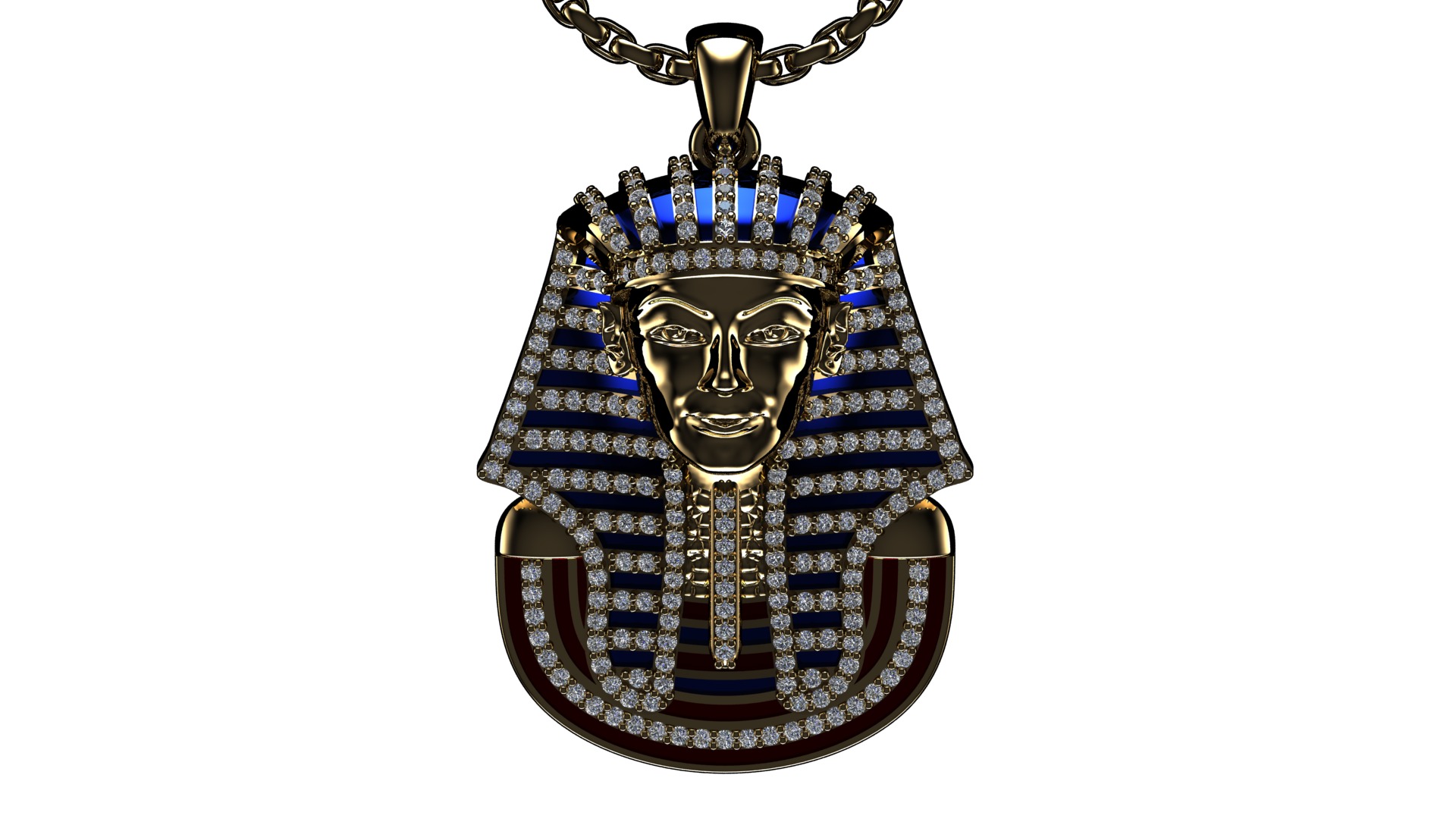 Tutankhamun Pharaoh Pendant With Enamel STL 3DM 3D print model_14