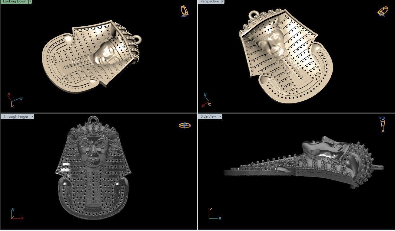 Tutankhamun Pharaoh Pendant With Enamel STL 3DM 3D print model_15