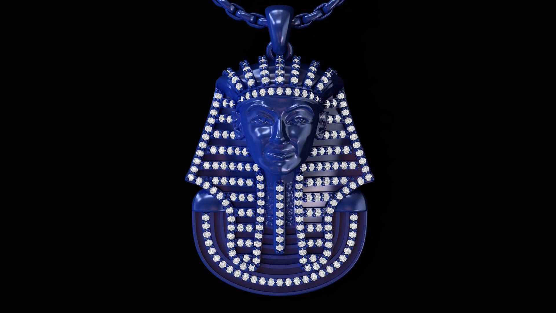 Tutankhamun Pharaoh Pendant With Enamel STL 3DM 3D print model_16