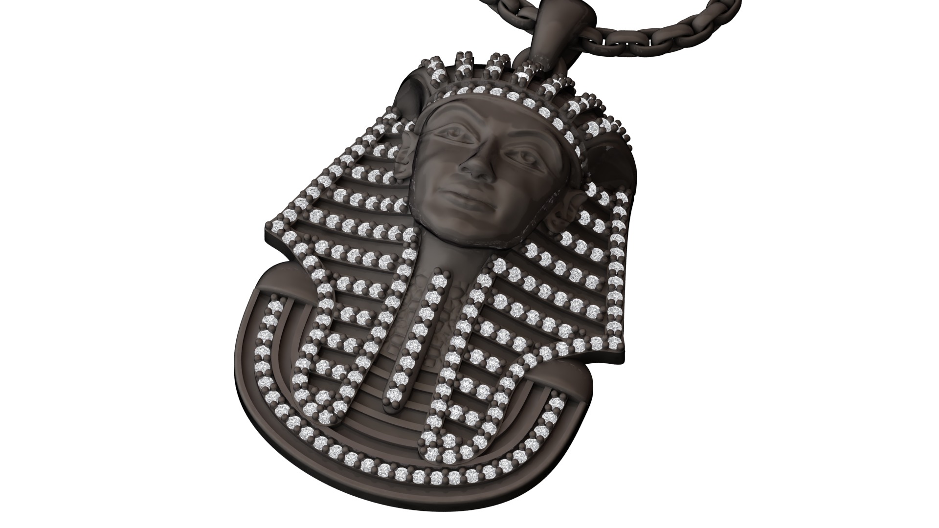 Tutankhamun Pharaoh Pendant With Enamel STL 3DM 3D print model_7