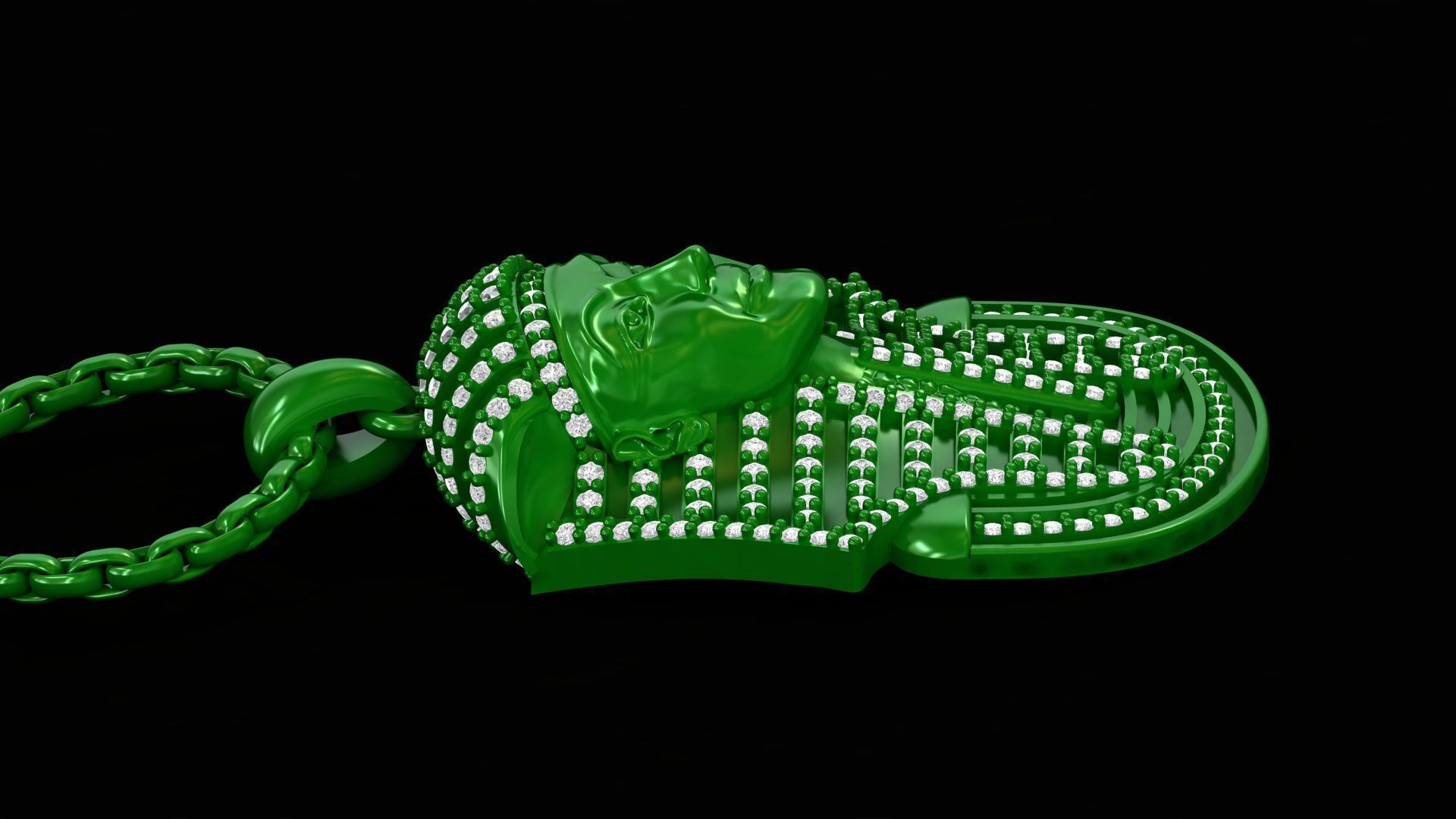 Tutankhamun Pharaoh Pendant With Enamel STL 3DM 3D print model_17