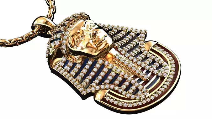 Tutankhamun Pharaoh Pendant With Enamel STL 3DM 3D print model