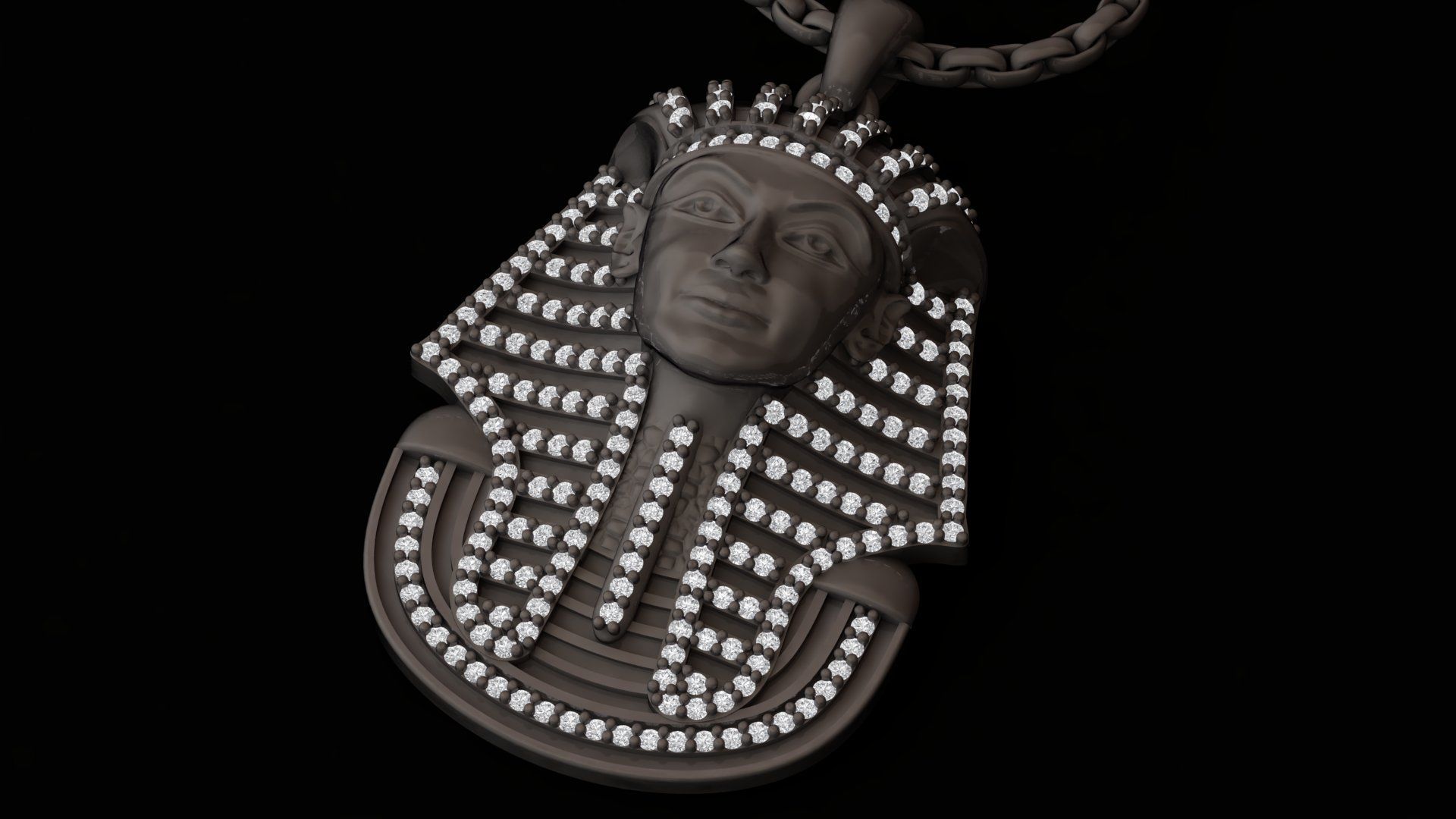 Tutankhamun Pharaoh Pendant With Enamel STL 3DM 3D print model_11