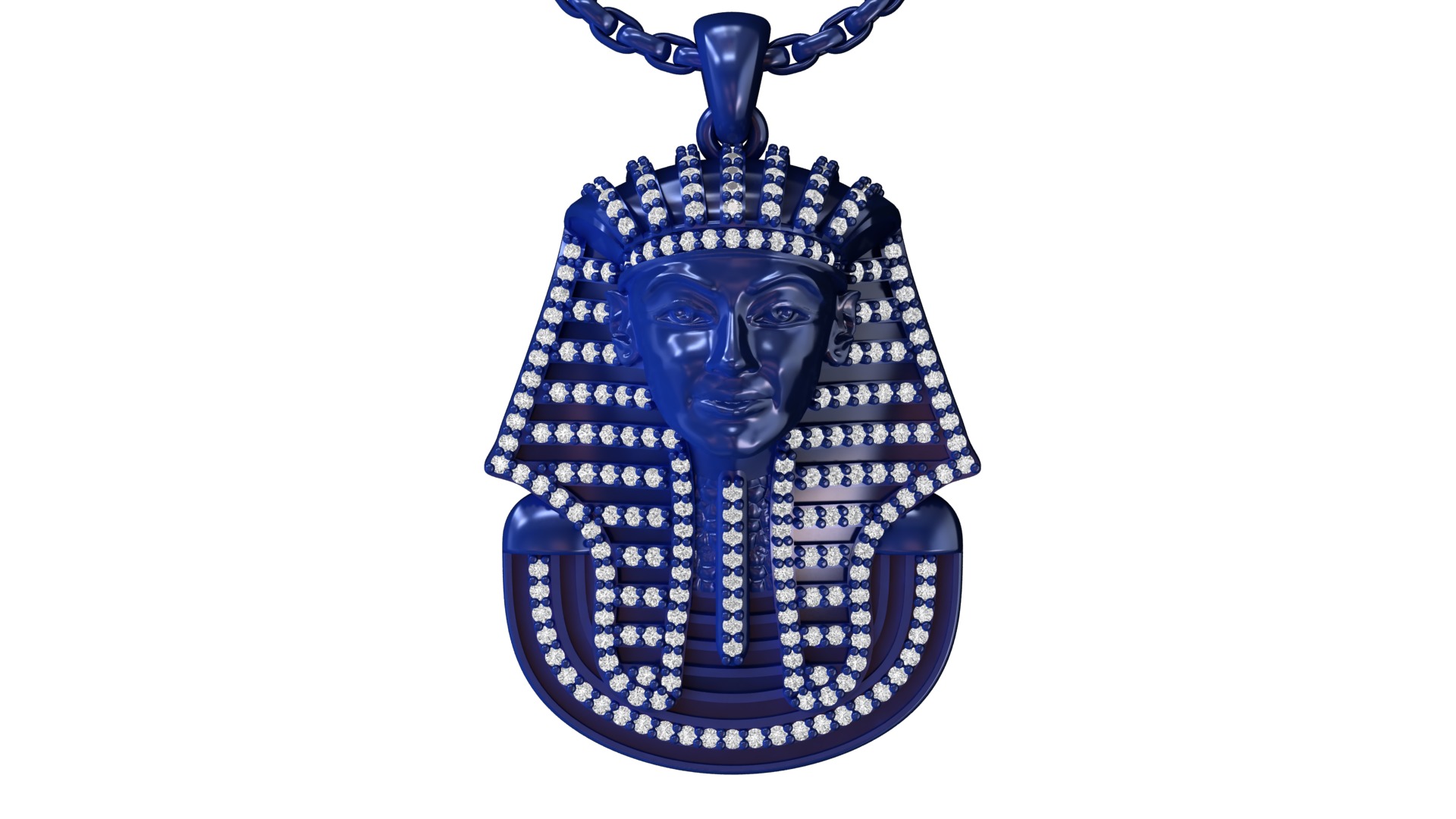 Tutankhamun Pharaoh Pendant With Enamel STL 3DM 3D print model_6