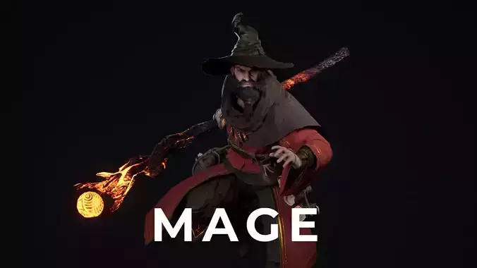 Modular Mage Sorcerer Low-poly 3D model