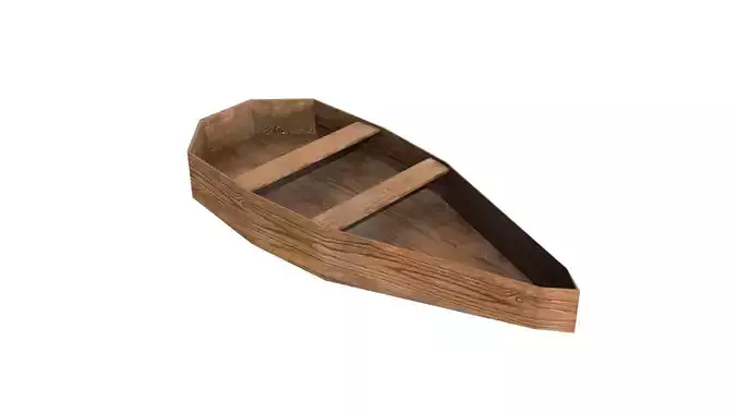 Low Poly Wooden Boat 3D Model