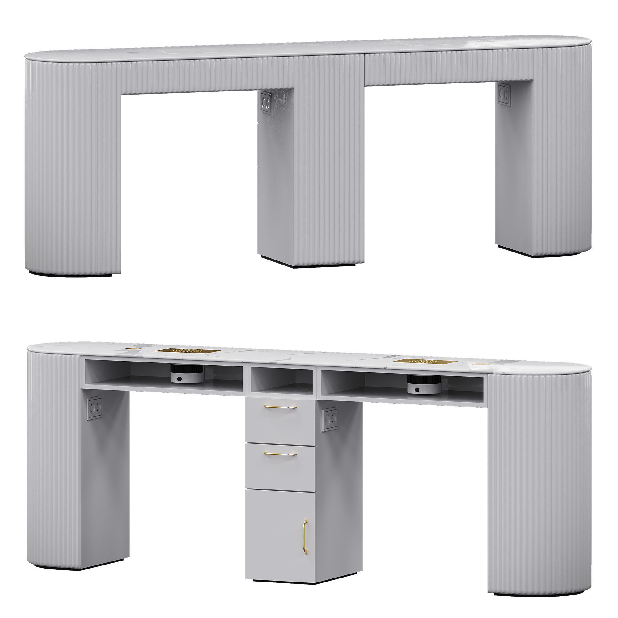 White manicure nail table Yoocell 3D model_4