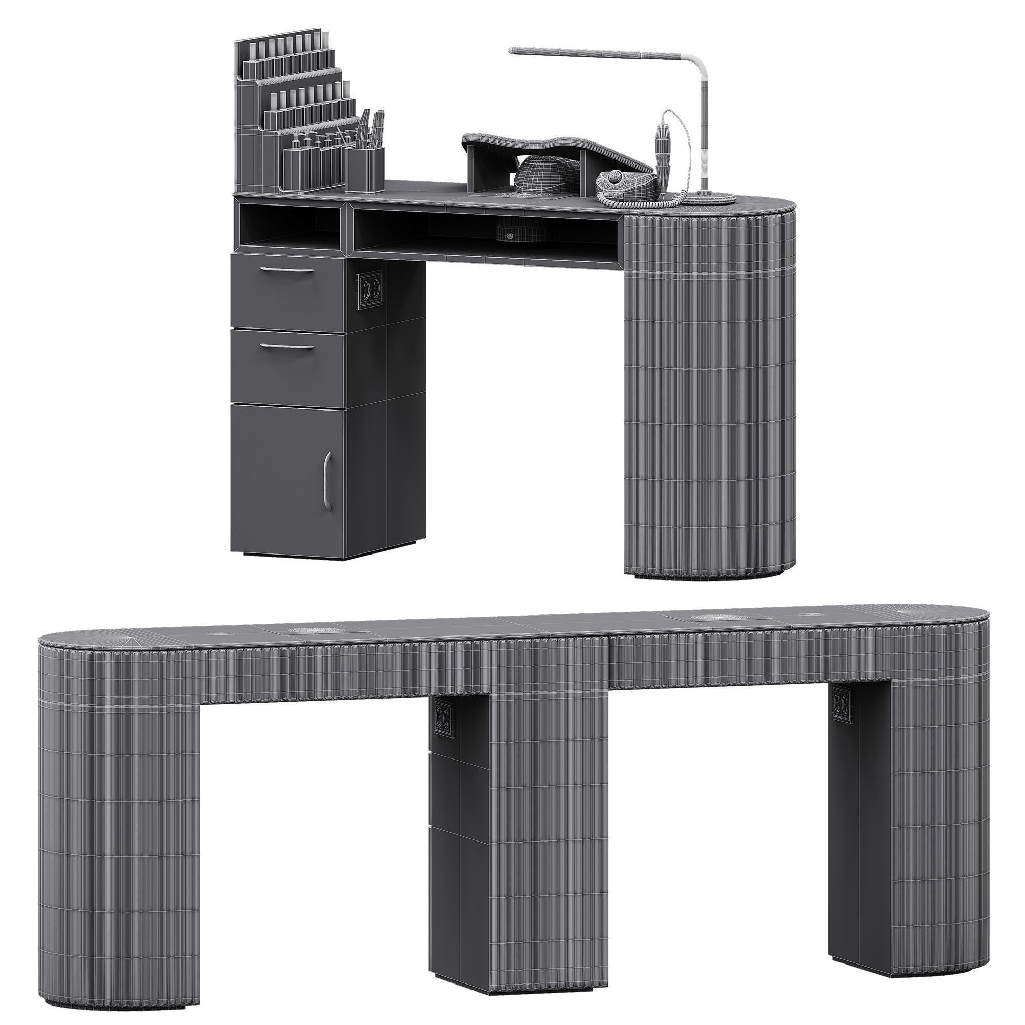 White manicure nail table Yoocell 3D model_5