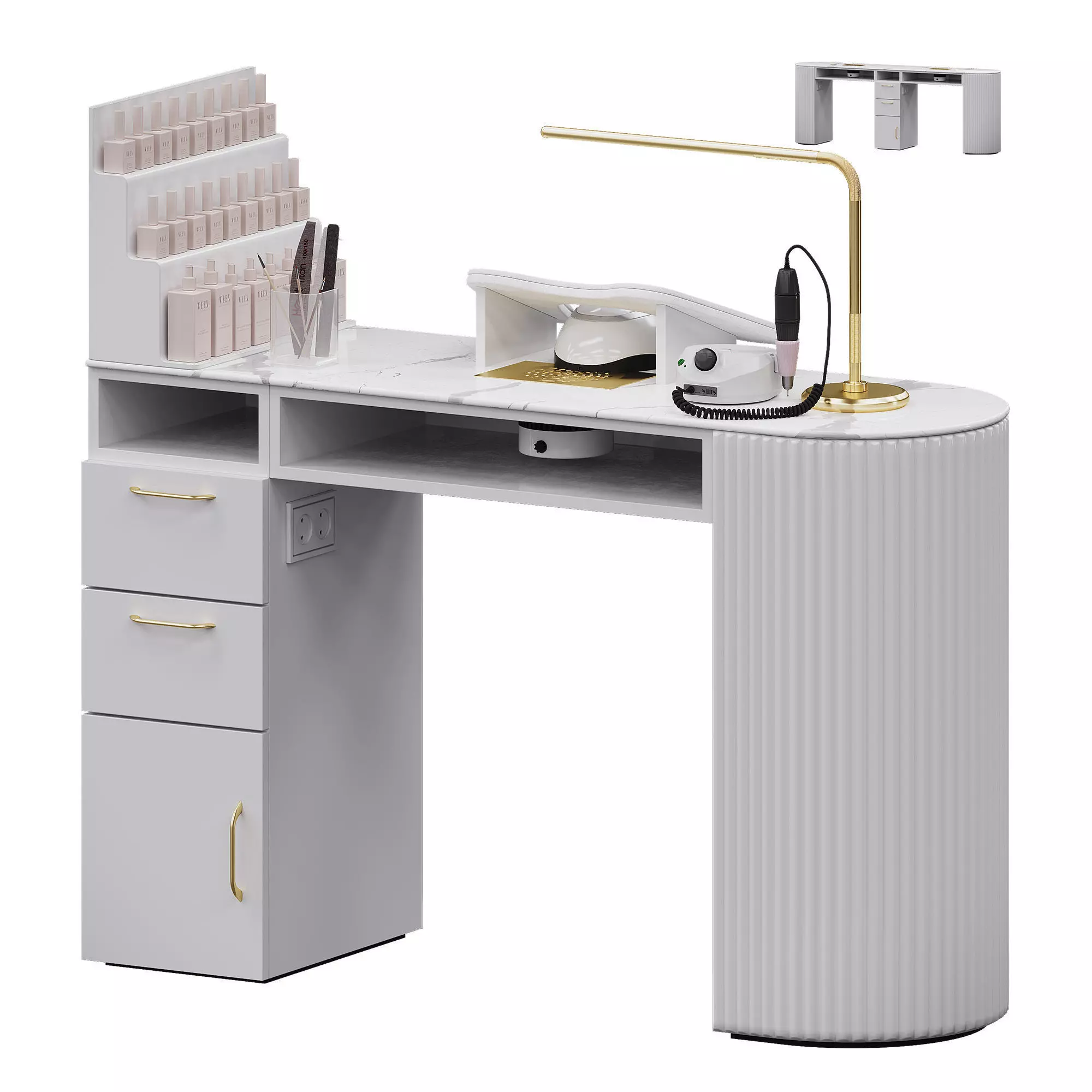 White manicure nail table Yoocell 3D model_0