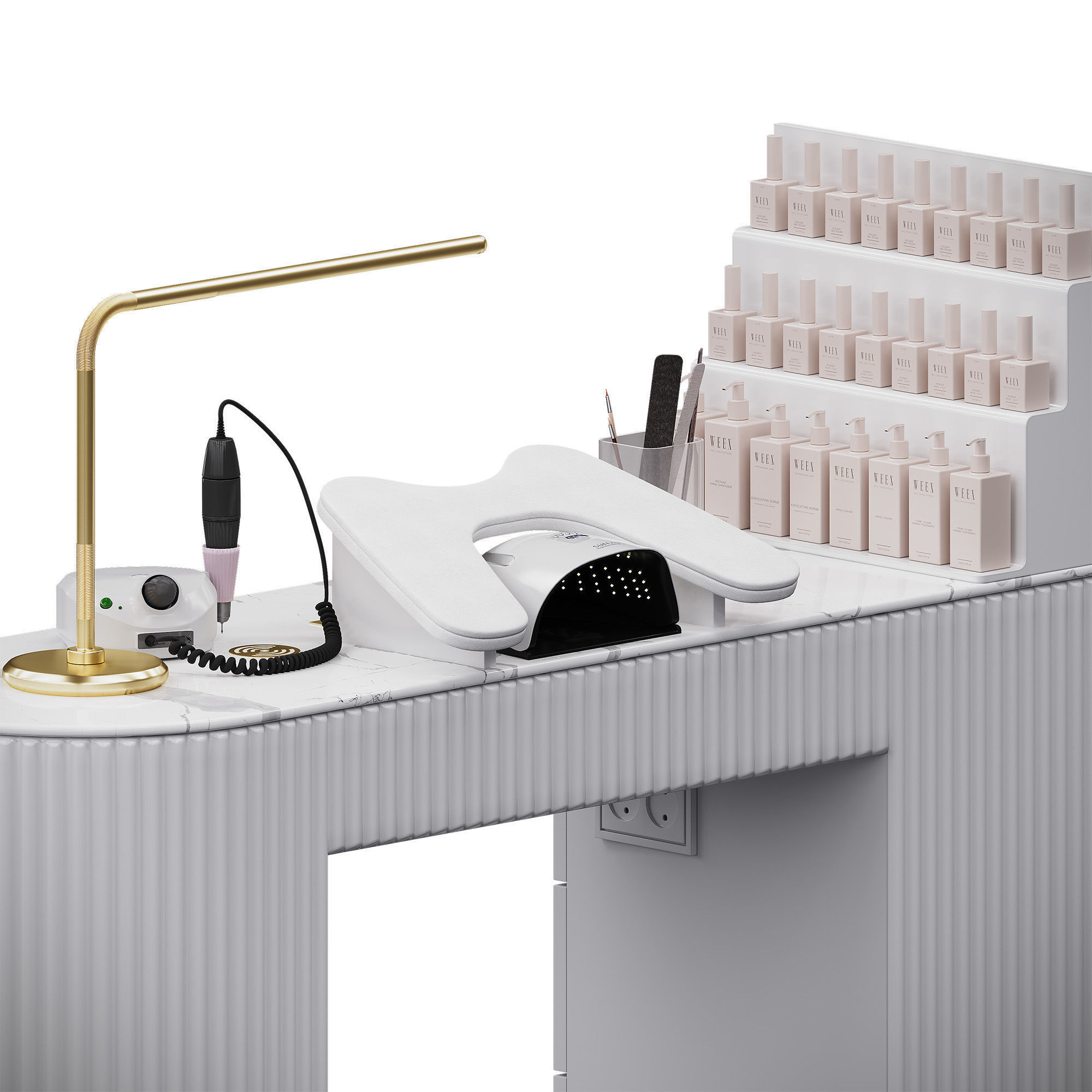 White manicure nail table Yoocell 3D model_2