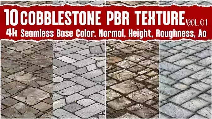 Cobblestone VOL01 4K Seamless PNG PBR Textures