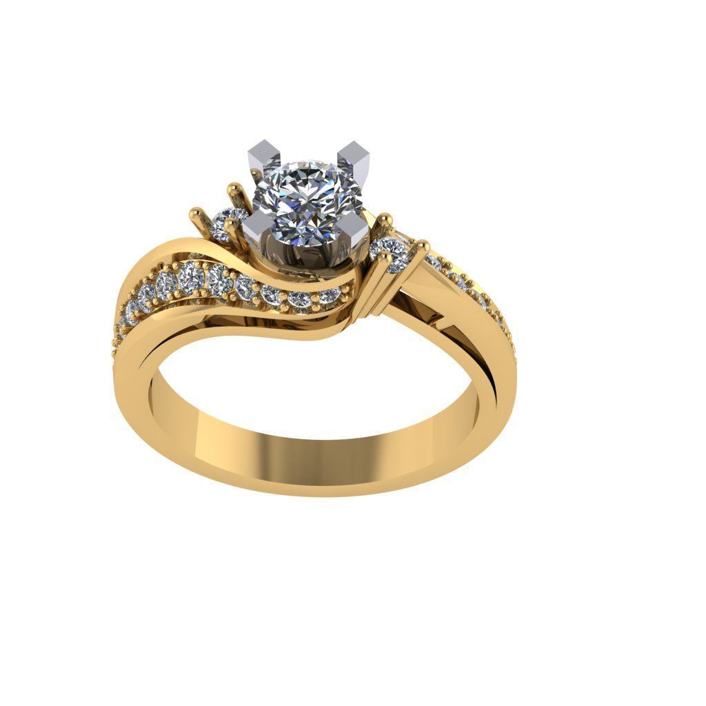 Women diamond ring 3d render 3D print model_3