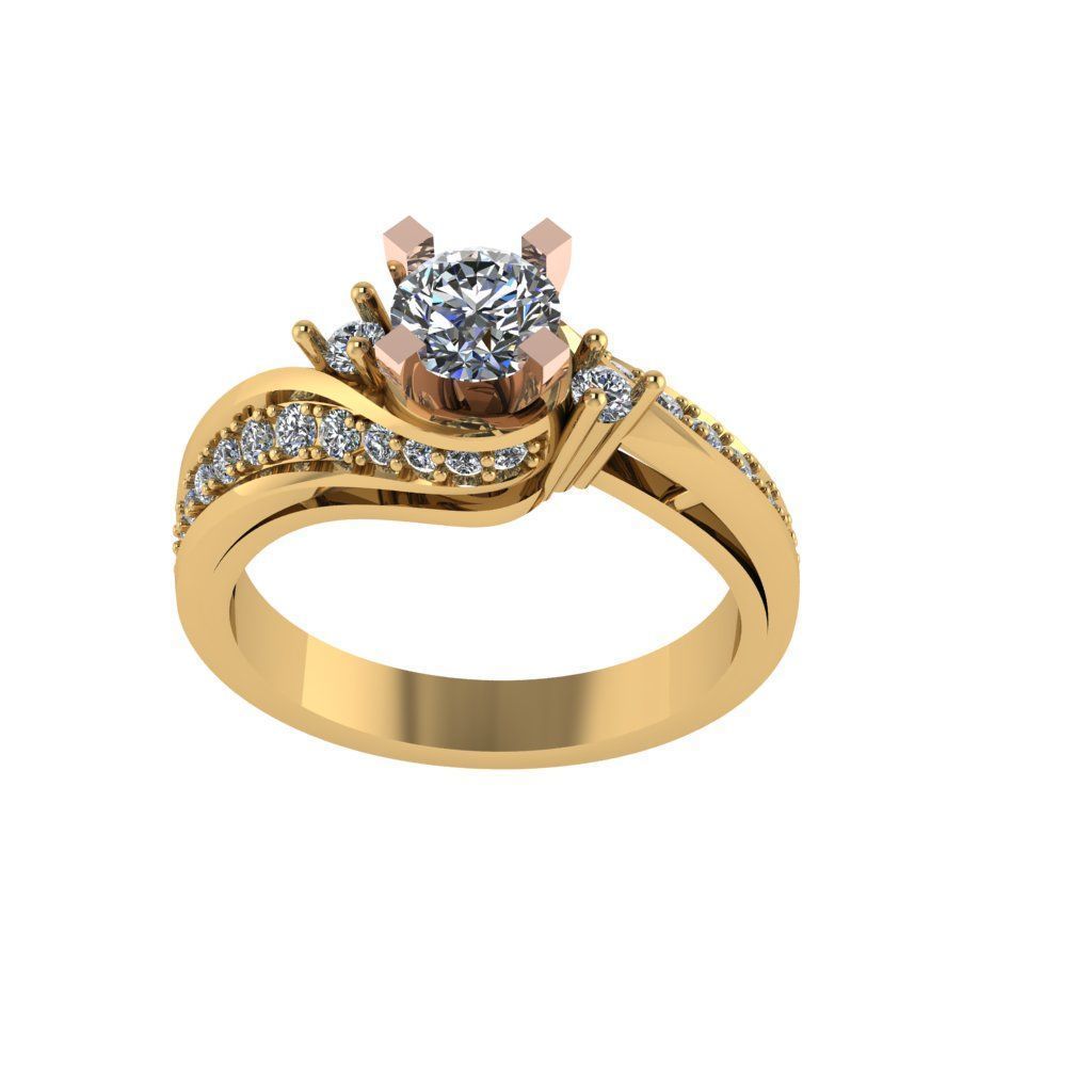 Women diamond ring 3d render 3D print model_4