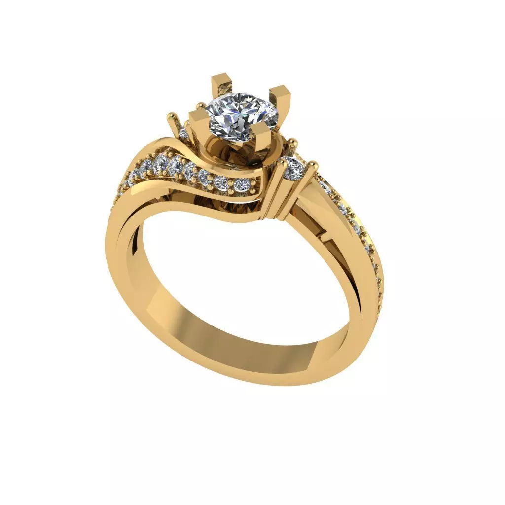 Women diamond ring 3d render 3D print model_0