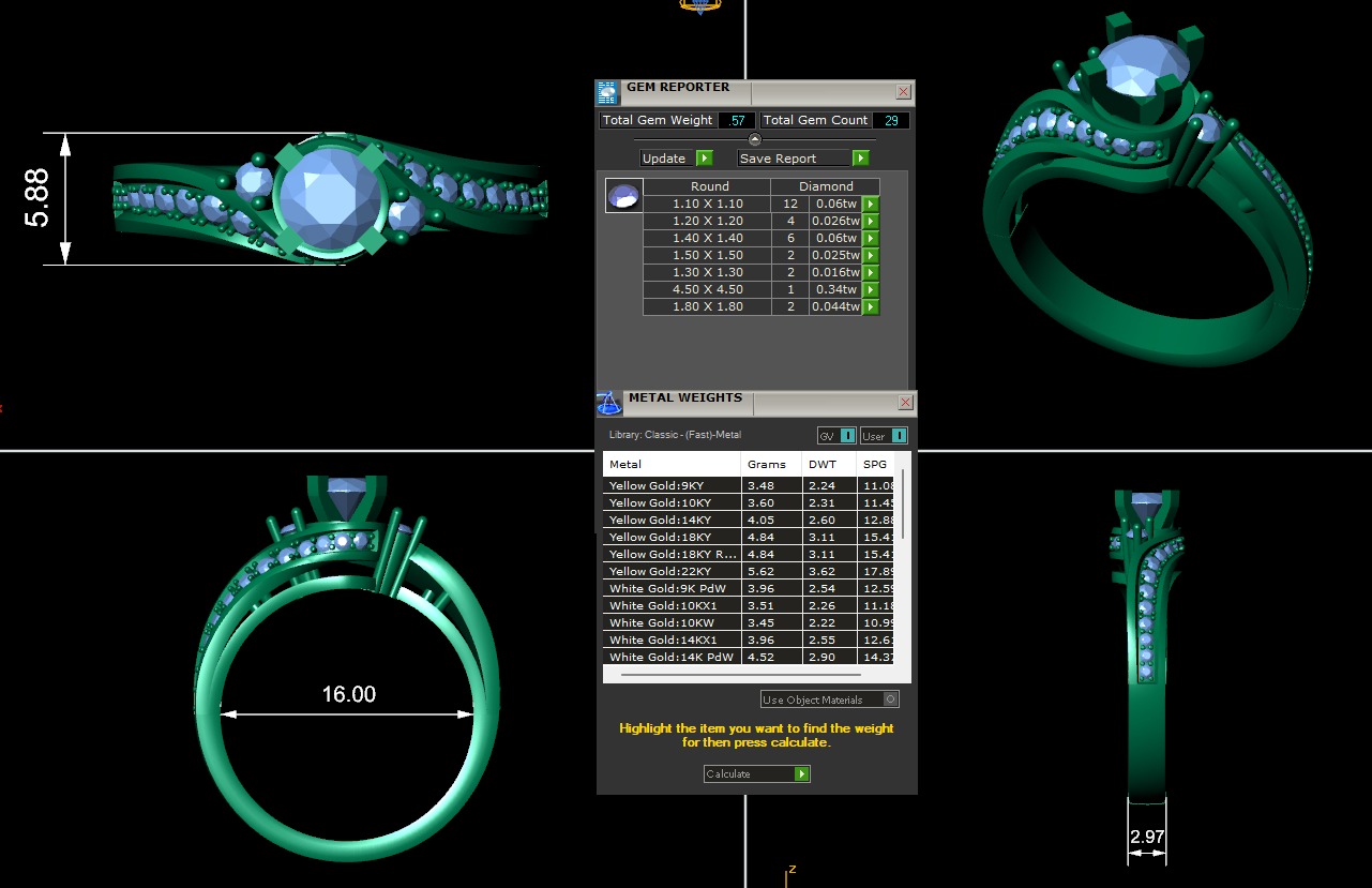 Women diamond ring 3d render 3D print model_9