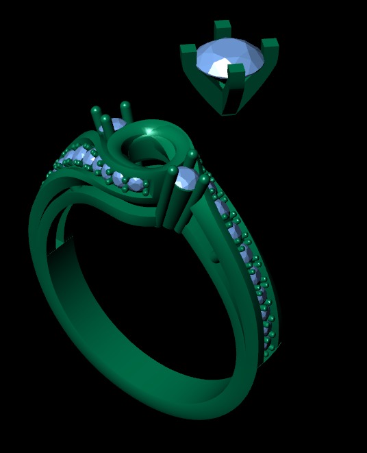 Women diamond ring 3d render 3D print model_11