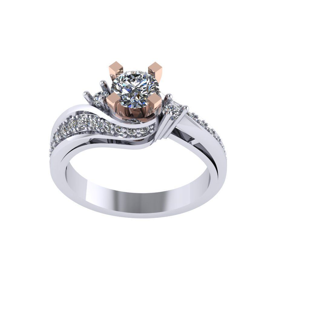 Women diamond ring 3d render 3D print model_7