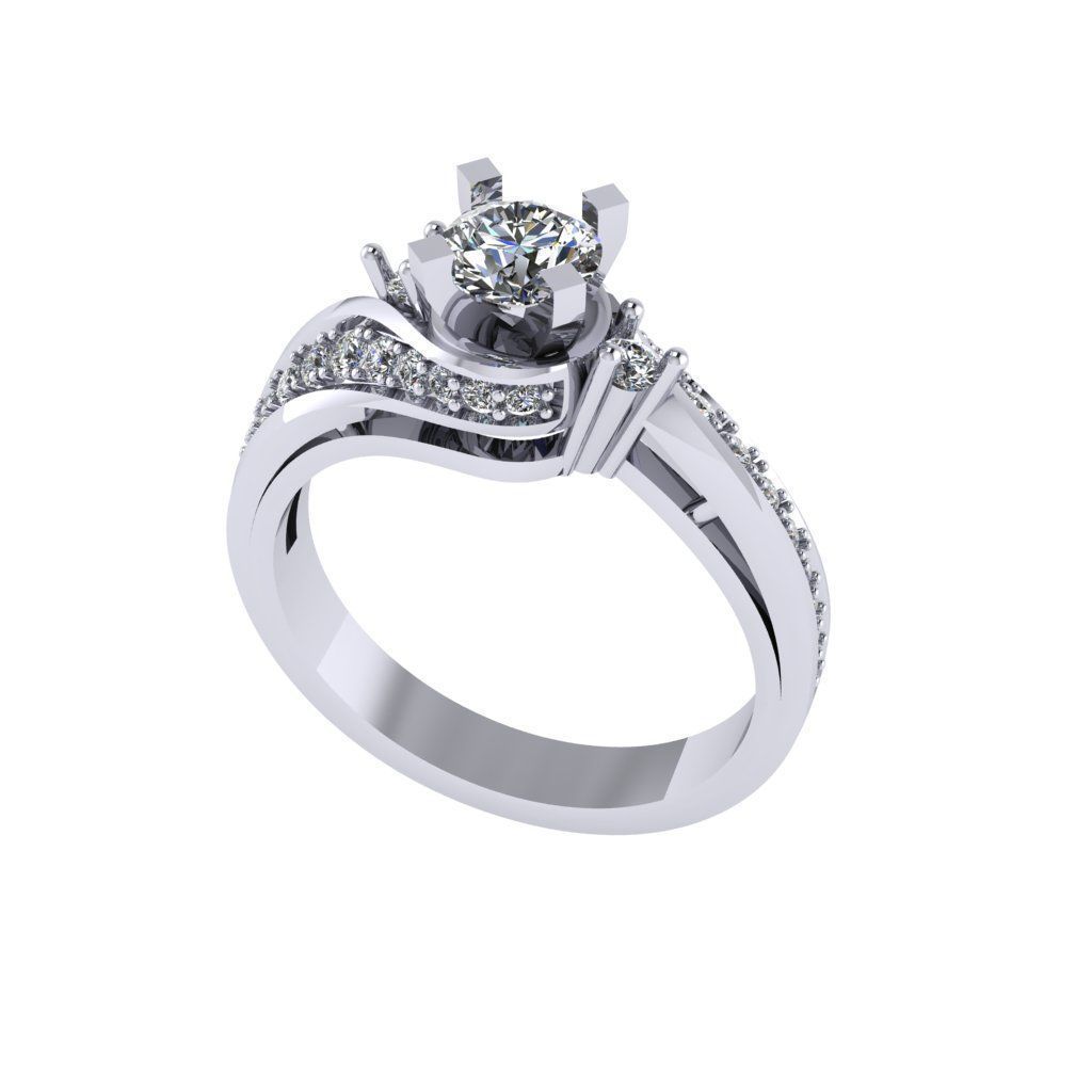 Women diamond ring 3d render 3D print model_2