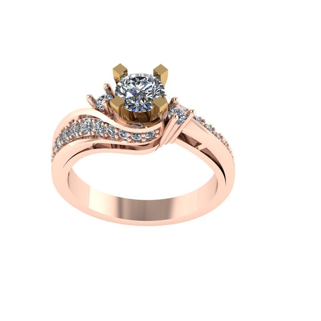 Women diamond ring 3d render 3D print model_6