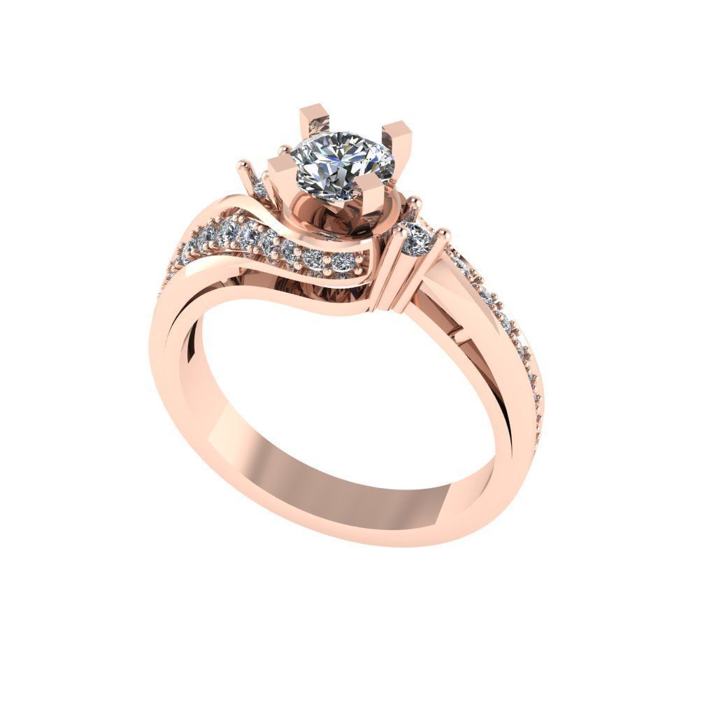 Women diamond ring 3d render 3D print model_1