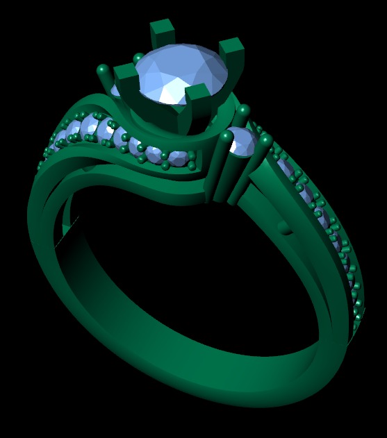 Women diamond ring 3d render 3D print model_10
