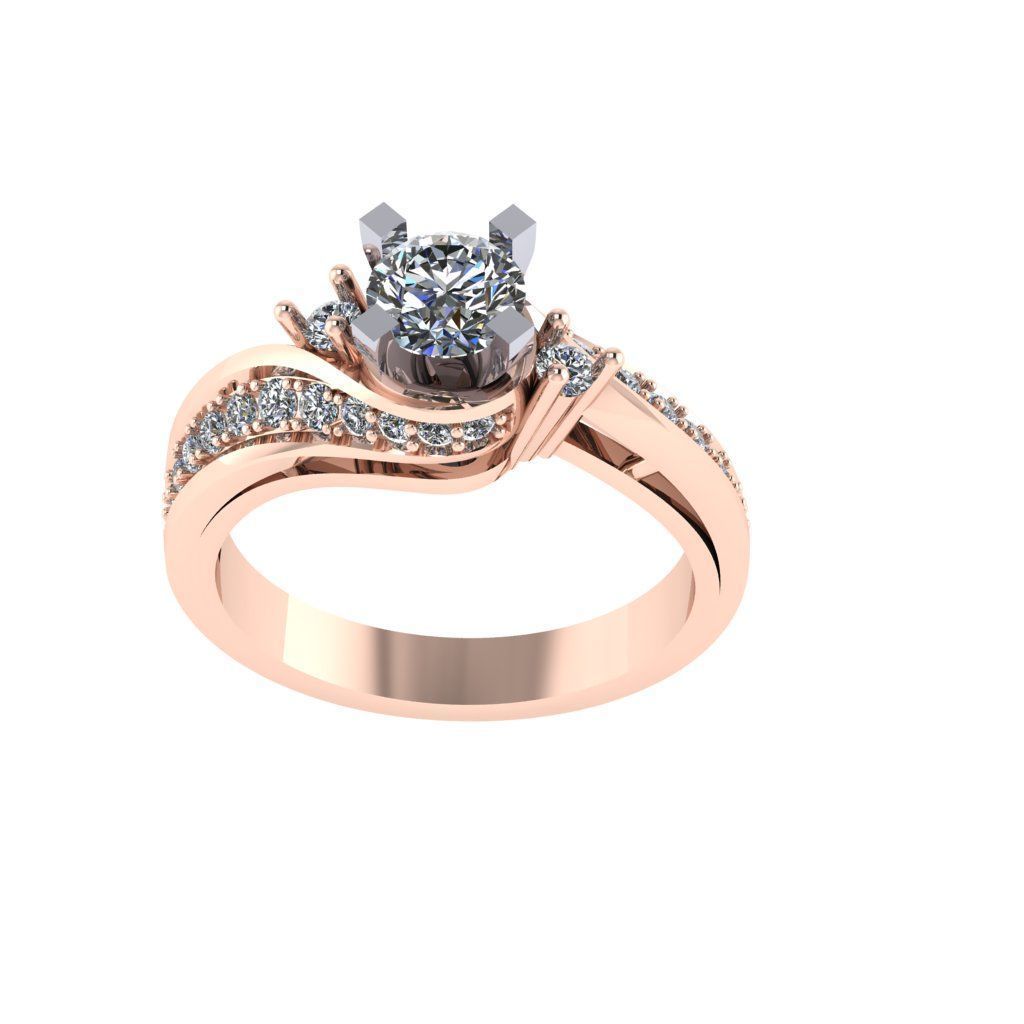 Women diamond ring 3d render 3D print model_5